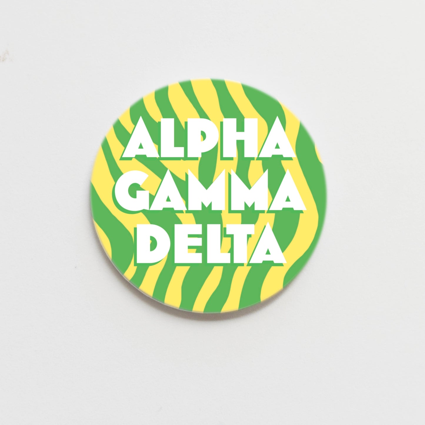 Alpha Gamma Delta Zebra Greek Button - 3.00 inch