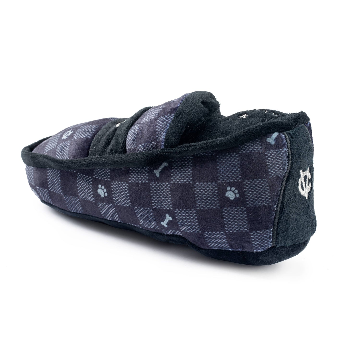 Black Checker Chewy Vuiton Loafer | Squeaker Dog Toy