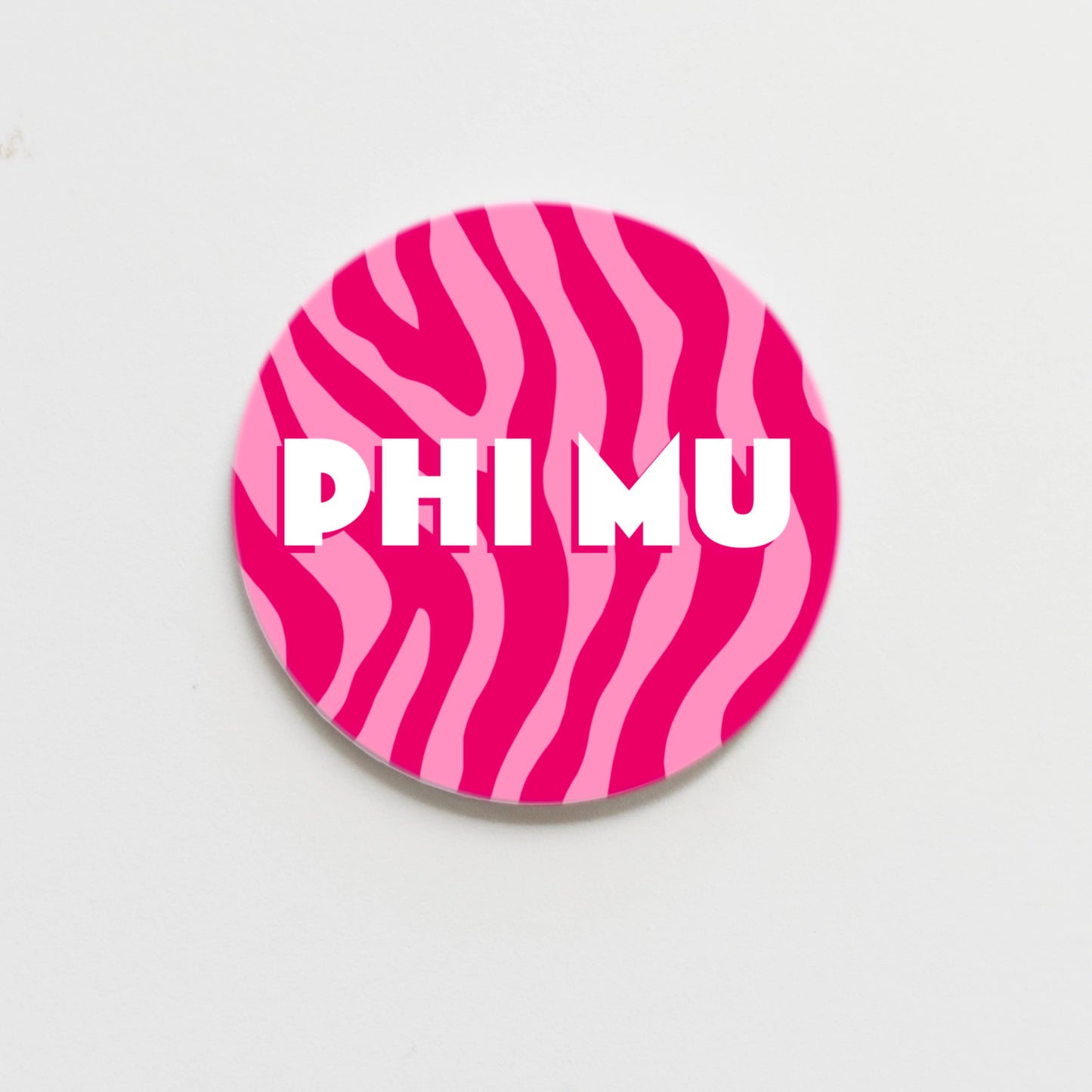Phi Mu Zebra Greek Button - 3.00 inch