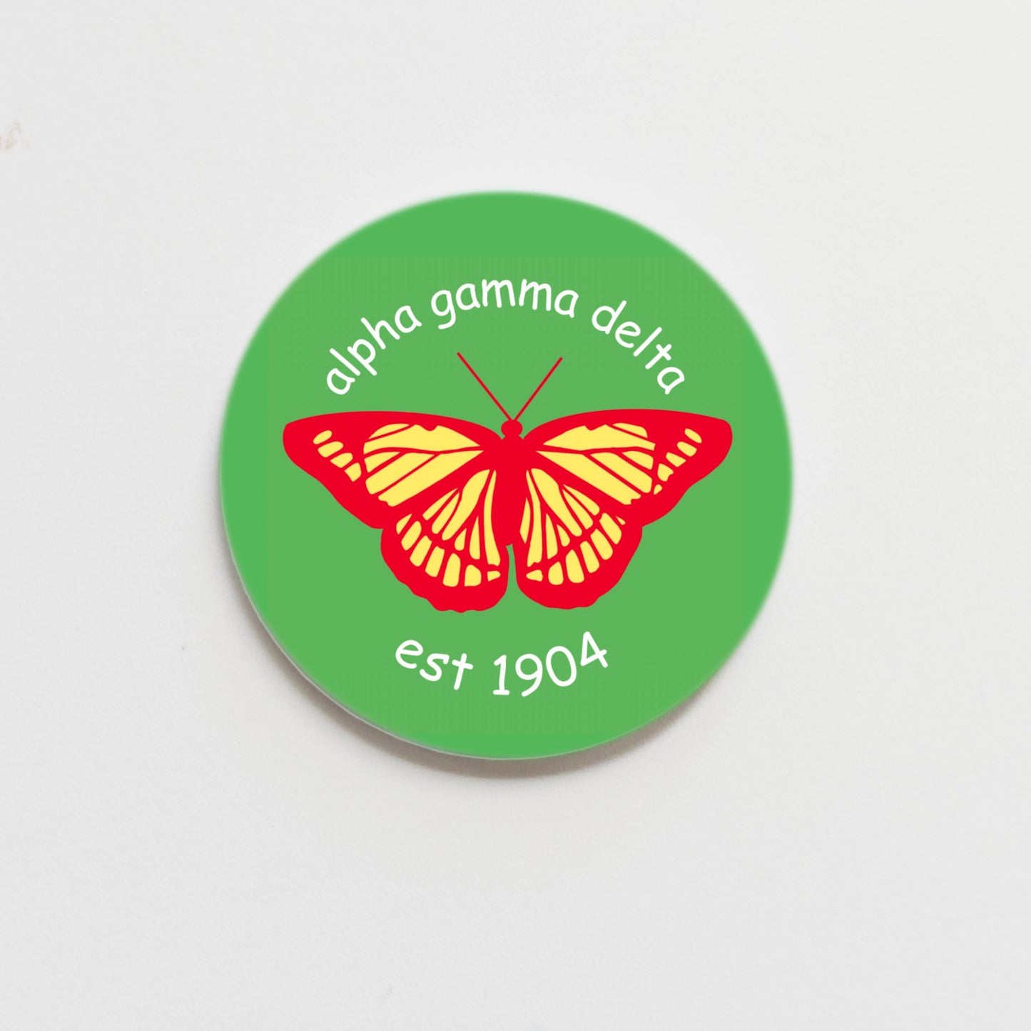 Alpha Gamma Delta Greek Butterfly Button - 1.50 inch
