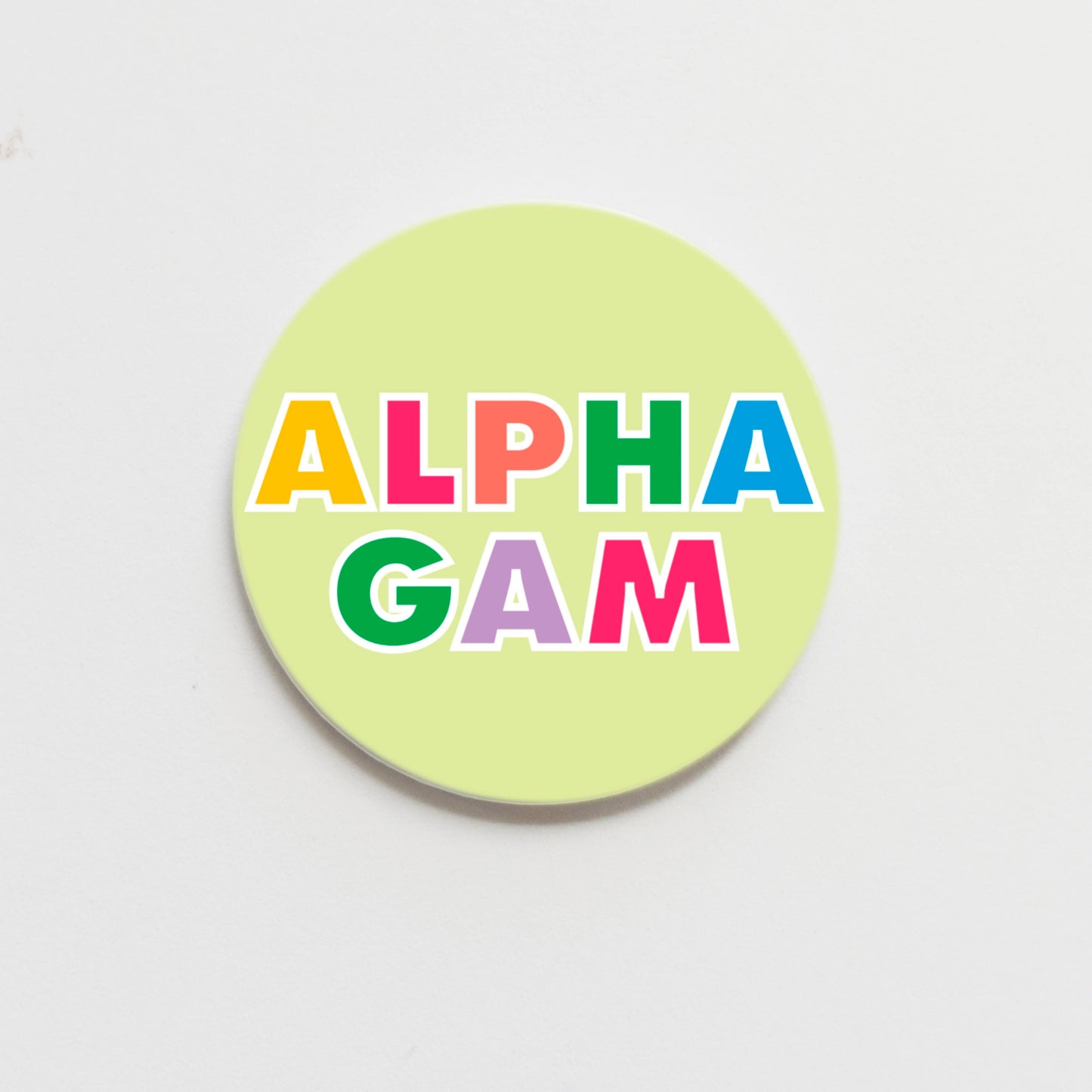 Alpha Gamma Delta Color Me Greek Button - 2.25 inch