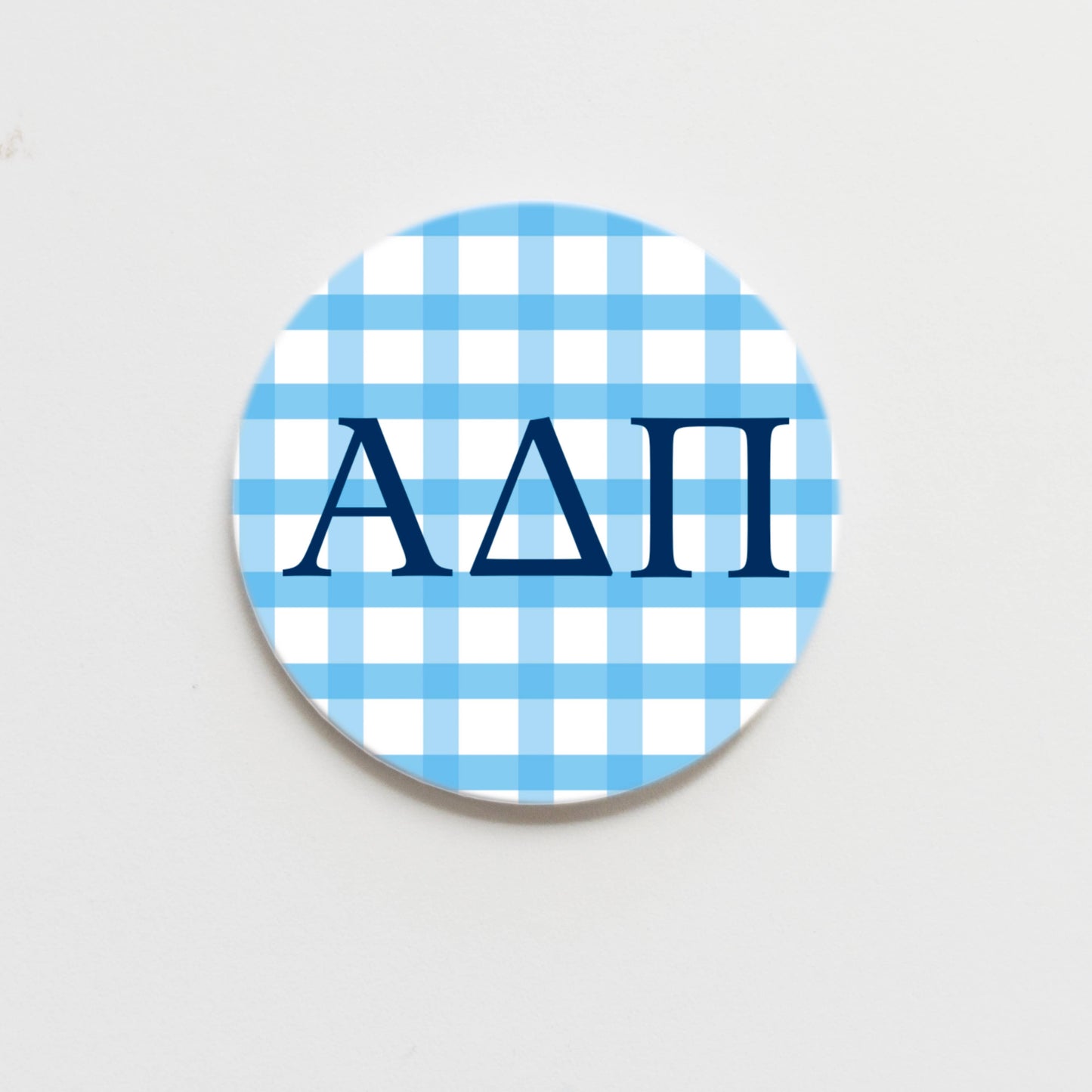Alpha Delta Pi Gingham Greek Button - 3.00 inch