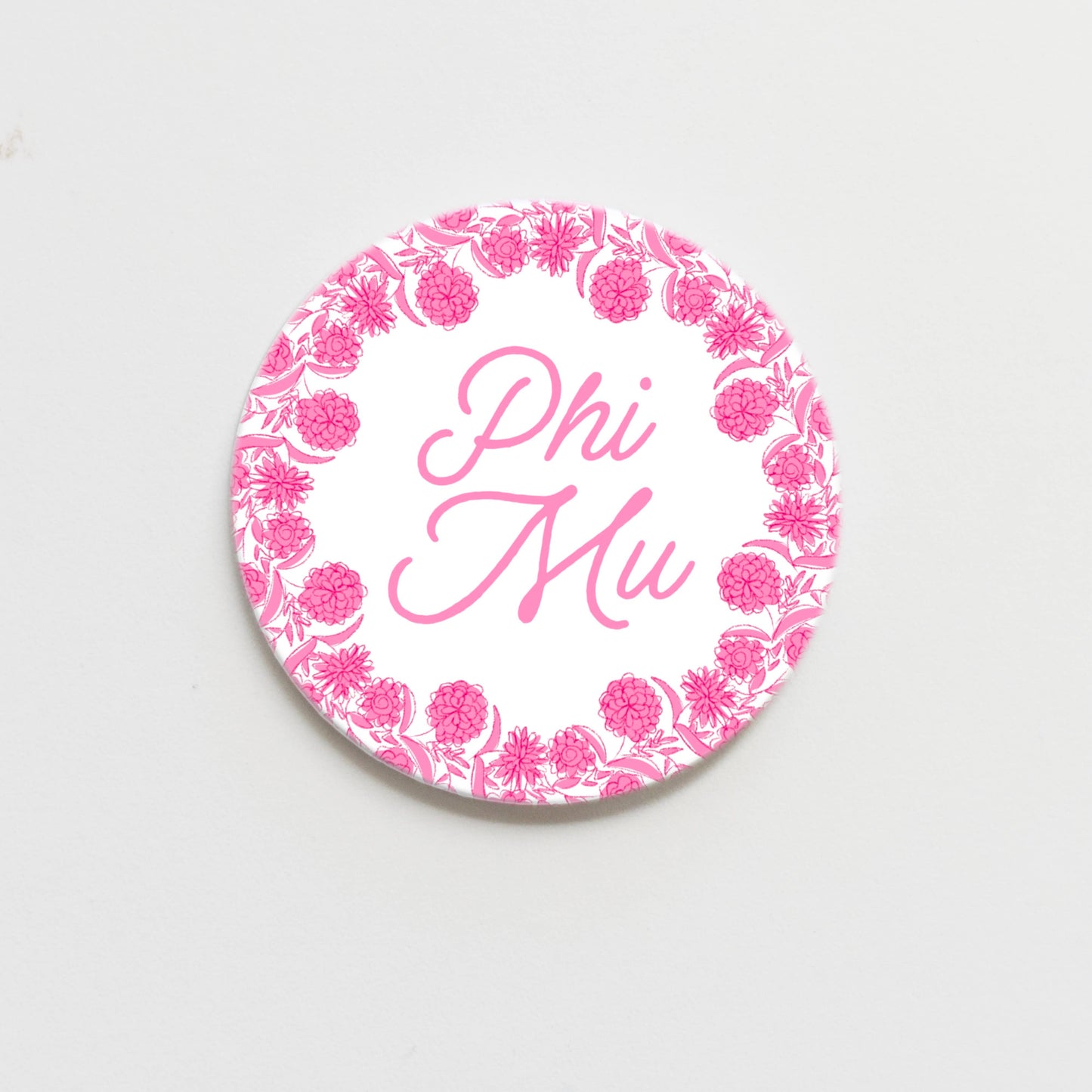 Phi Mu Flower Ring Button- 2.25 inch