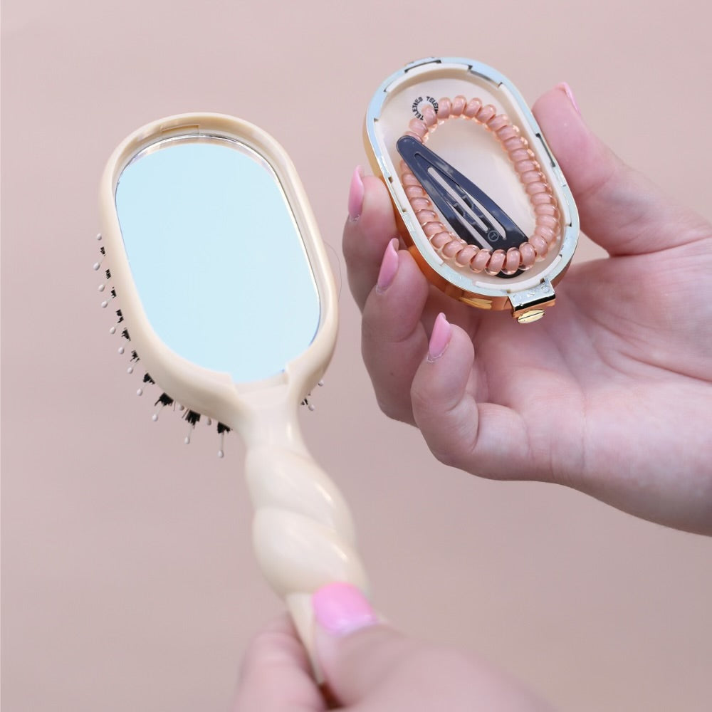 Mini Boar Bristle Hair Brush (Tan)