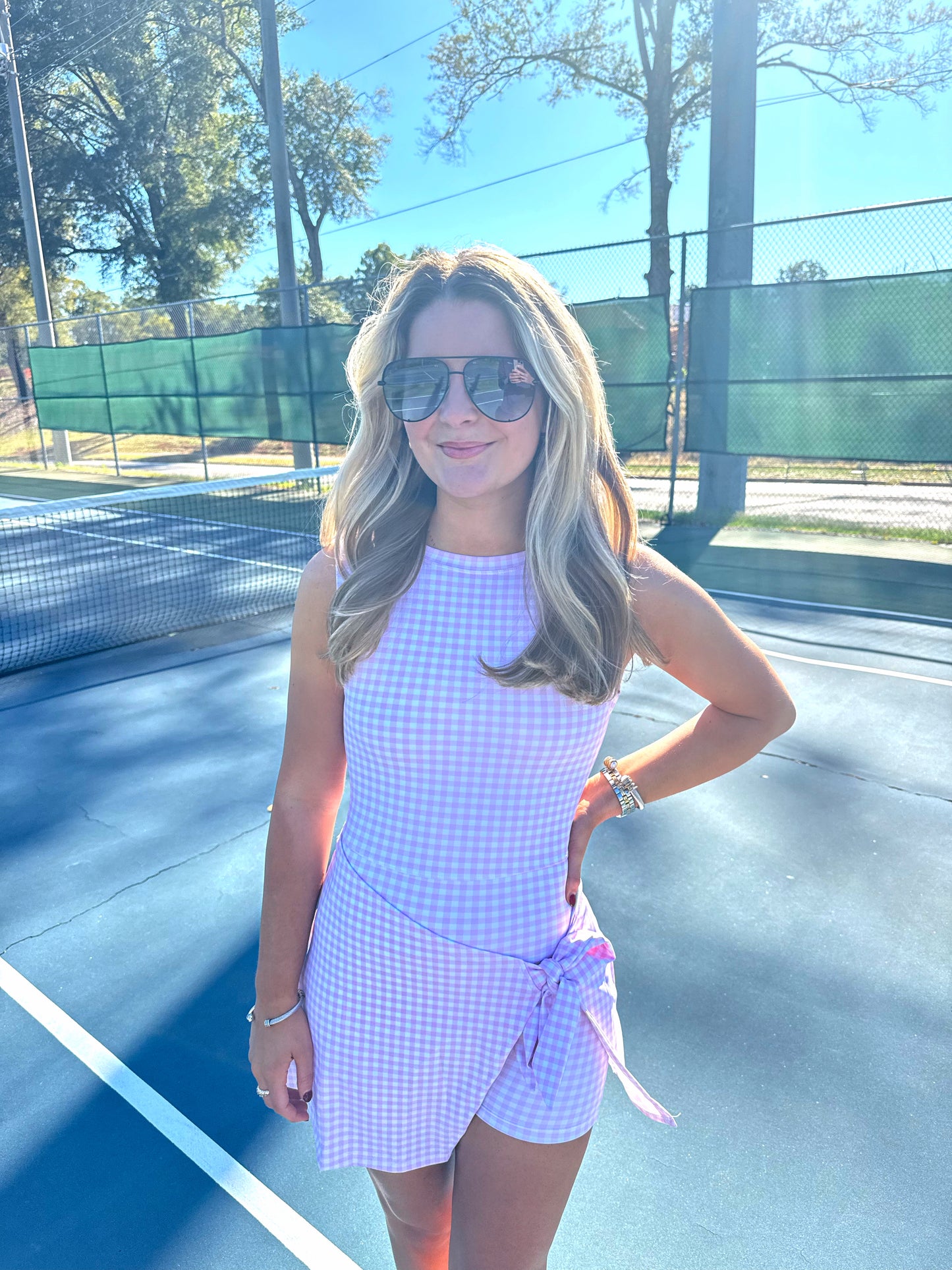 Pink Gingham Wrap Dress