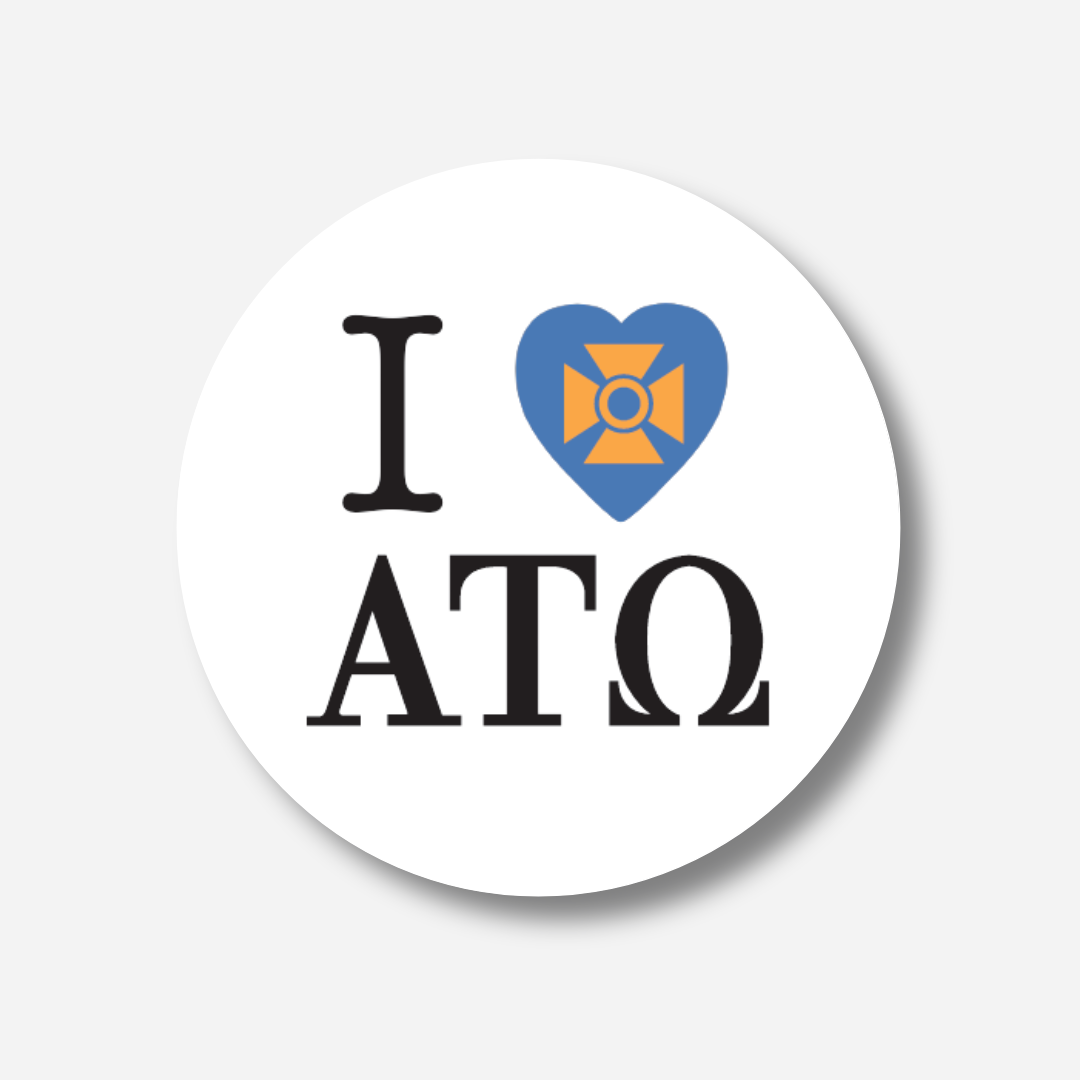 I Heart Alpha Tau Omega Greek Button - 3.00 inch