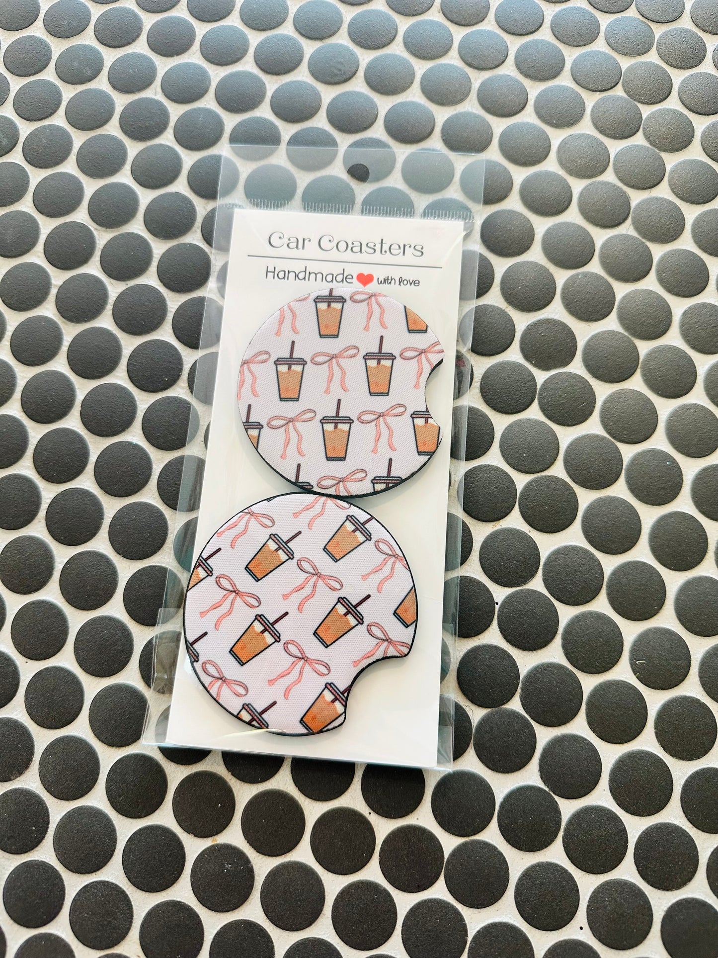 Coffee and Bows Car Coasters