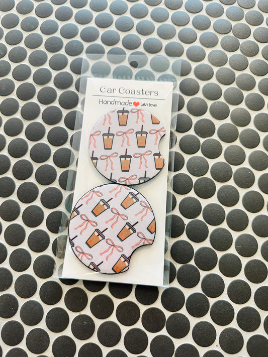 Coffee and Bows Car Coasters