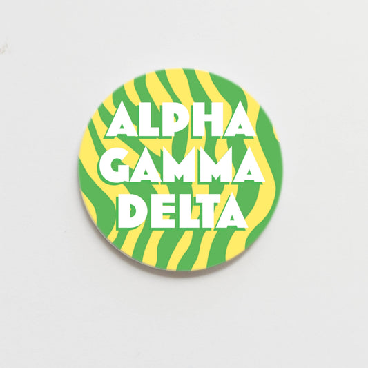 Alpha Gamma Delta Zebra Greek  Button - 3.00 inch