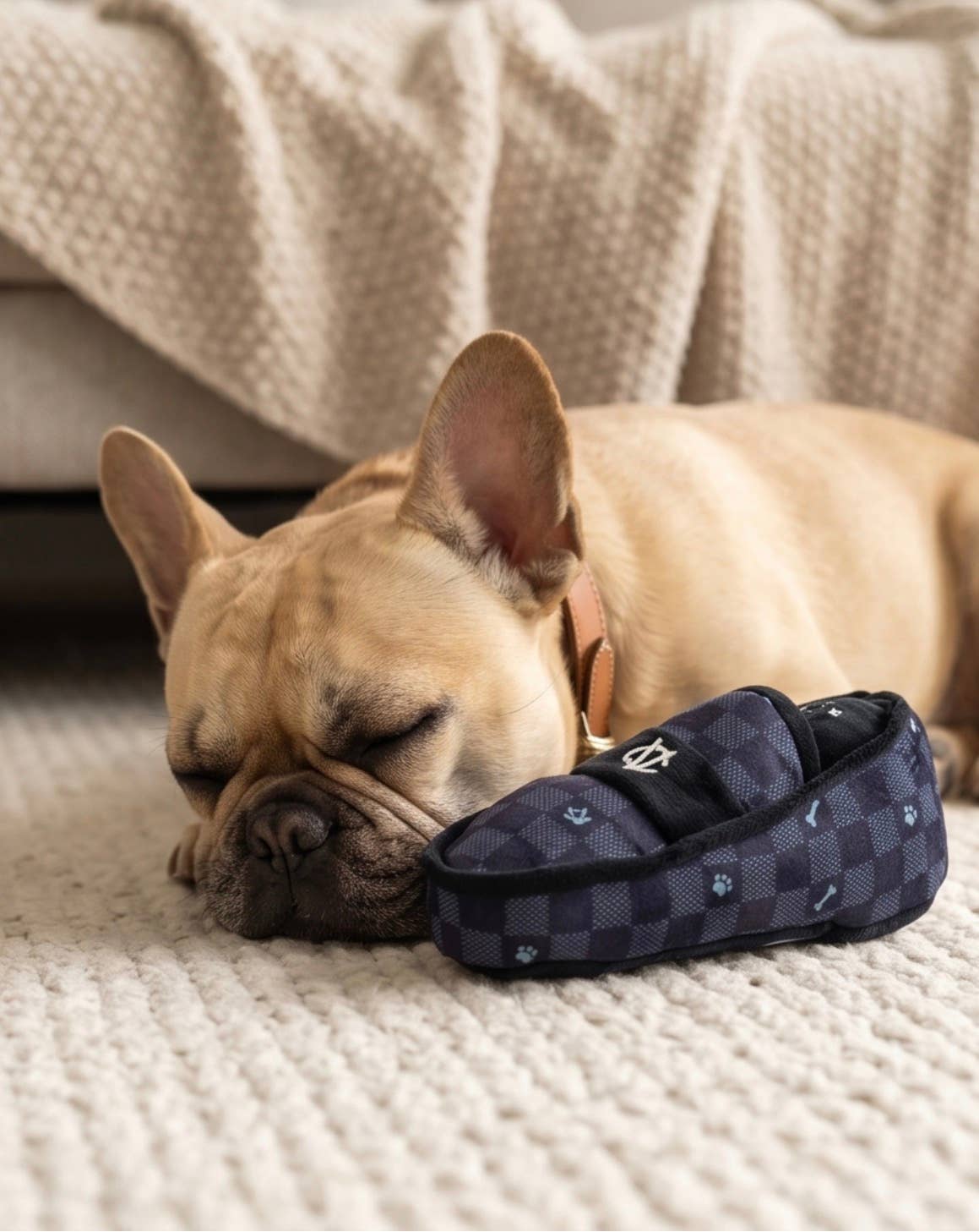 Black Checker Chewy Vuiton Loafer  | Squeaker Dog Toy