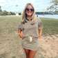 Brown & Yellow Striped Skort Set