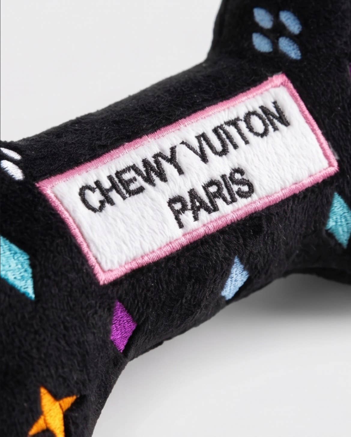 Black Monogram Chewy Vuiton Bone  | Squeaker Dog Toy