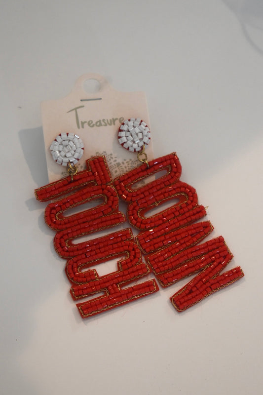 Red & White Touchdown Earrings