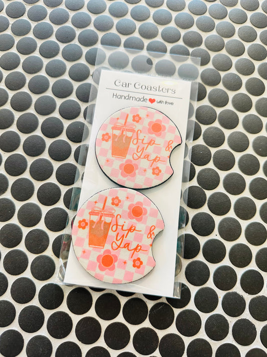 Sip and Yap Car Coasters