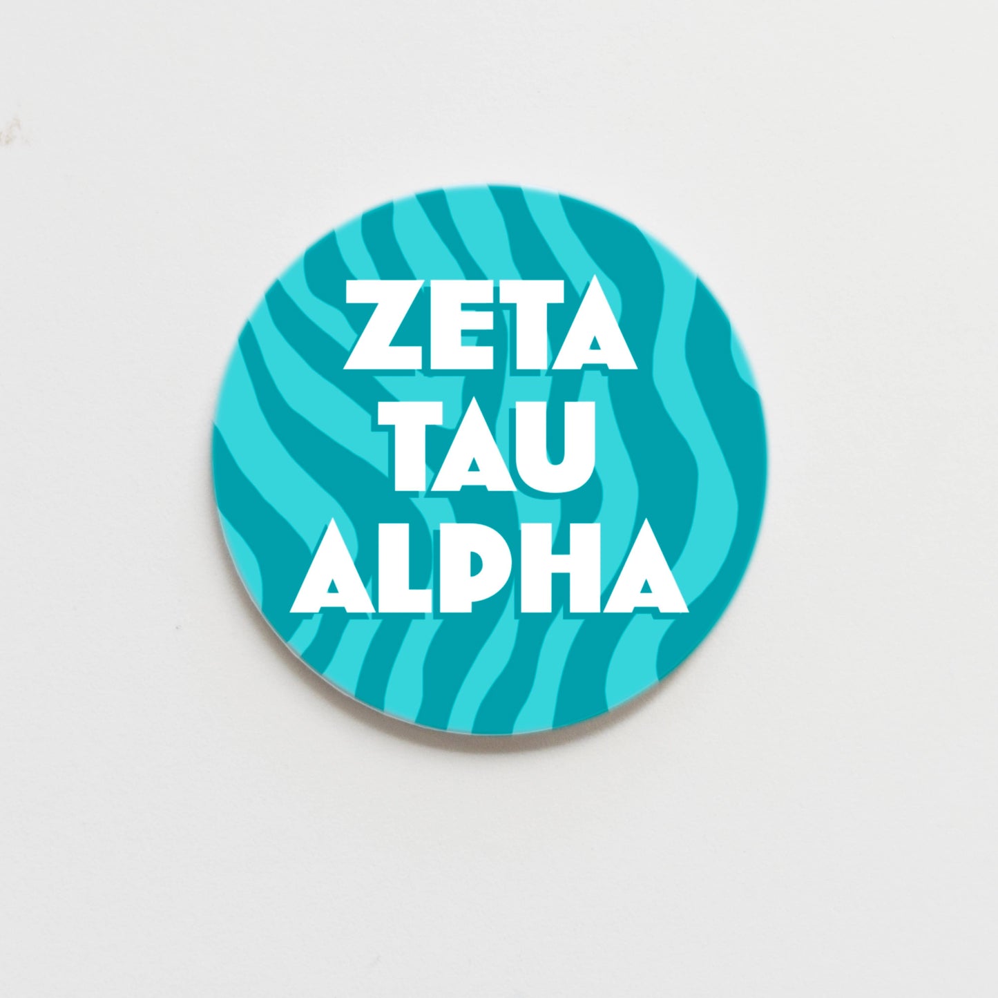 Zeta Tau Alpha Zebra Greek Button - 3.00 inch