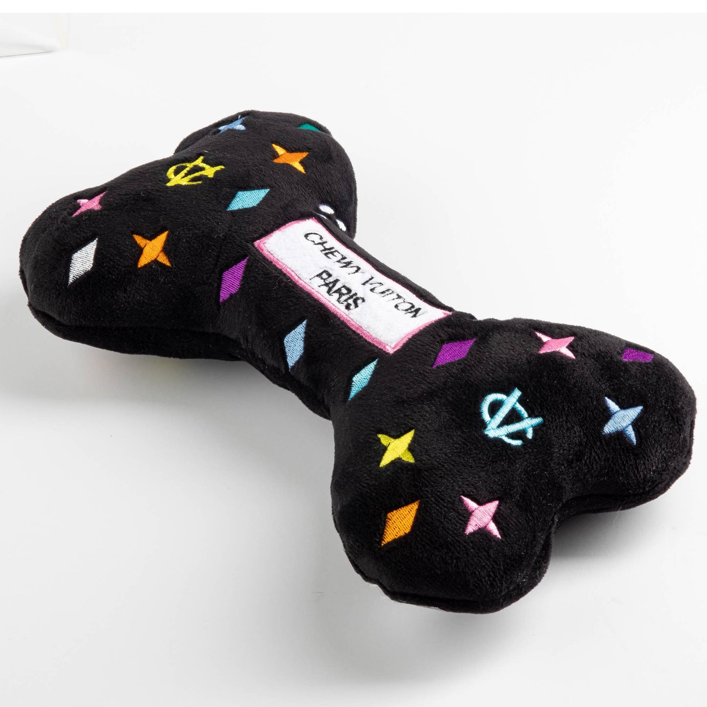Black Monogram Chewy Vuiton Bone  | Squeaker Dog Toy
