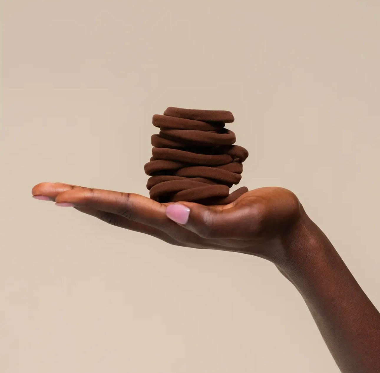 Recycled Fabric Seamless Hair Elastics 20pc Set - Chocolate