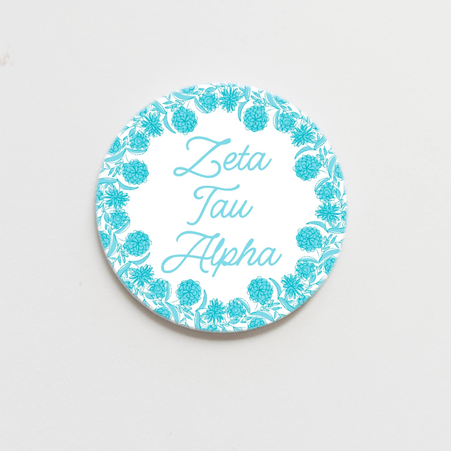 Zeta Tau Alpha Flower Ring Button- 2.25 inch