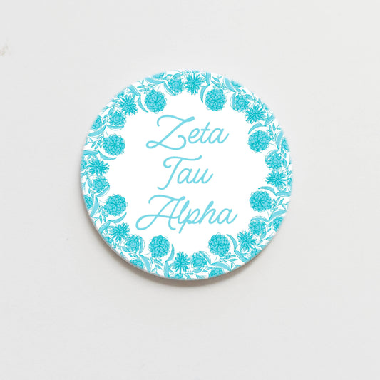 Zeta Tau Alpha Flower Ring Button- 2.25 inch