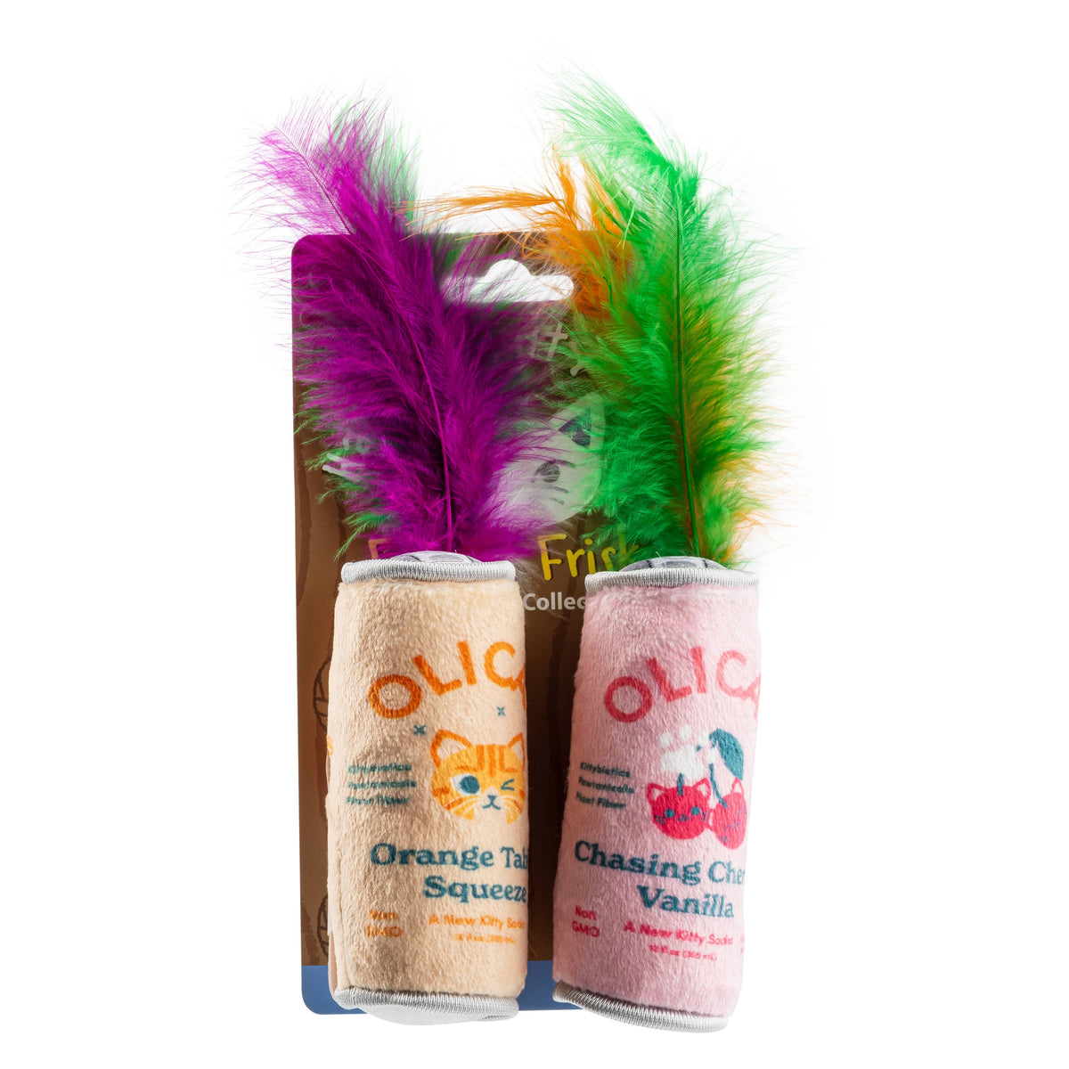 Olicat Cherry + Orange Catnip Toys with Feathers