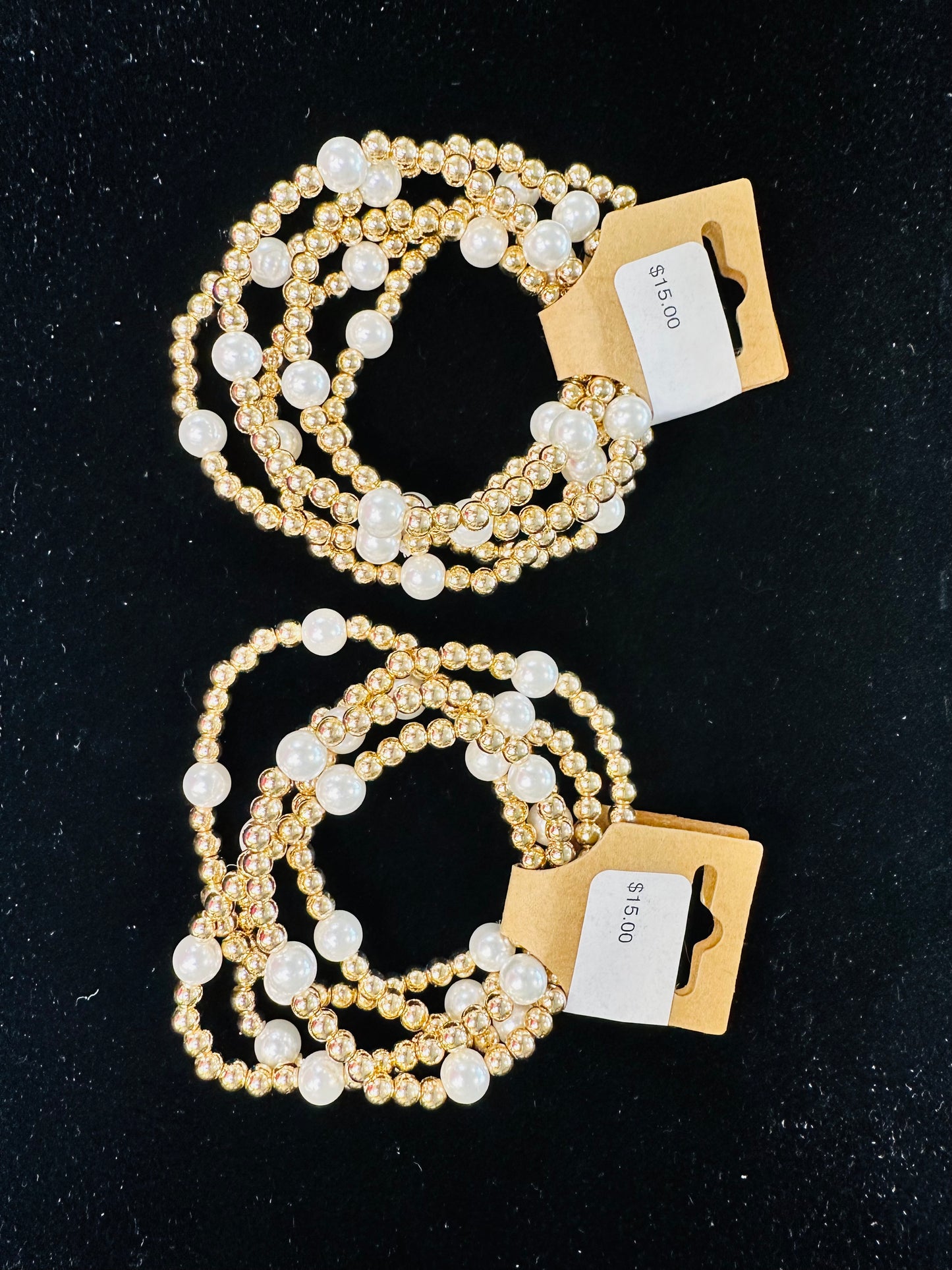 Gold Beaded Pearl Bracelets