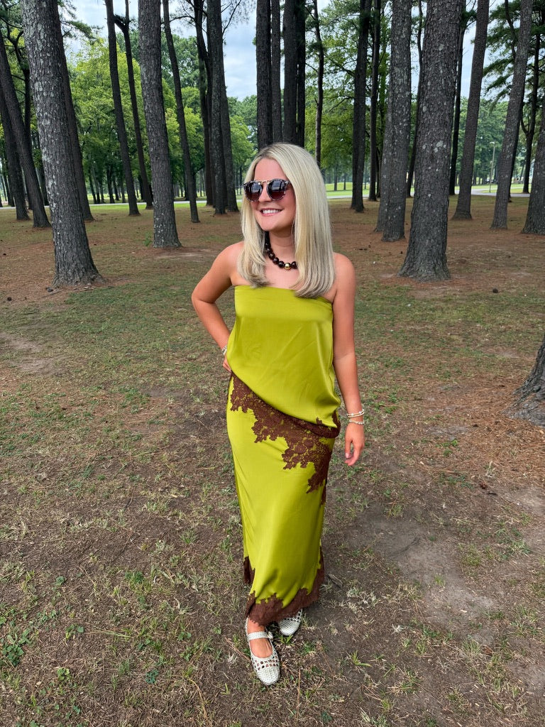 Brown & Green Laced Set