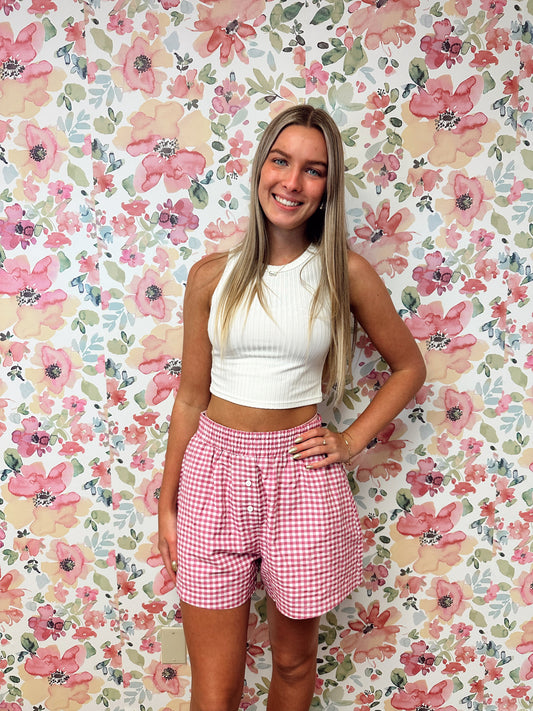 LC Pink Gingham Boxer Shorts
