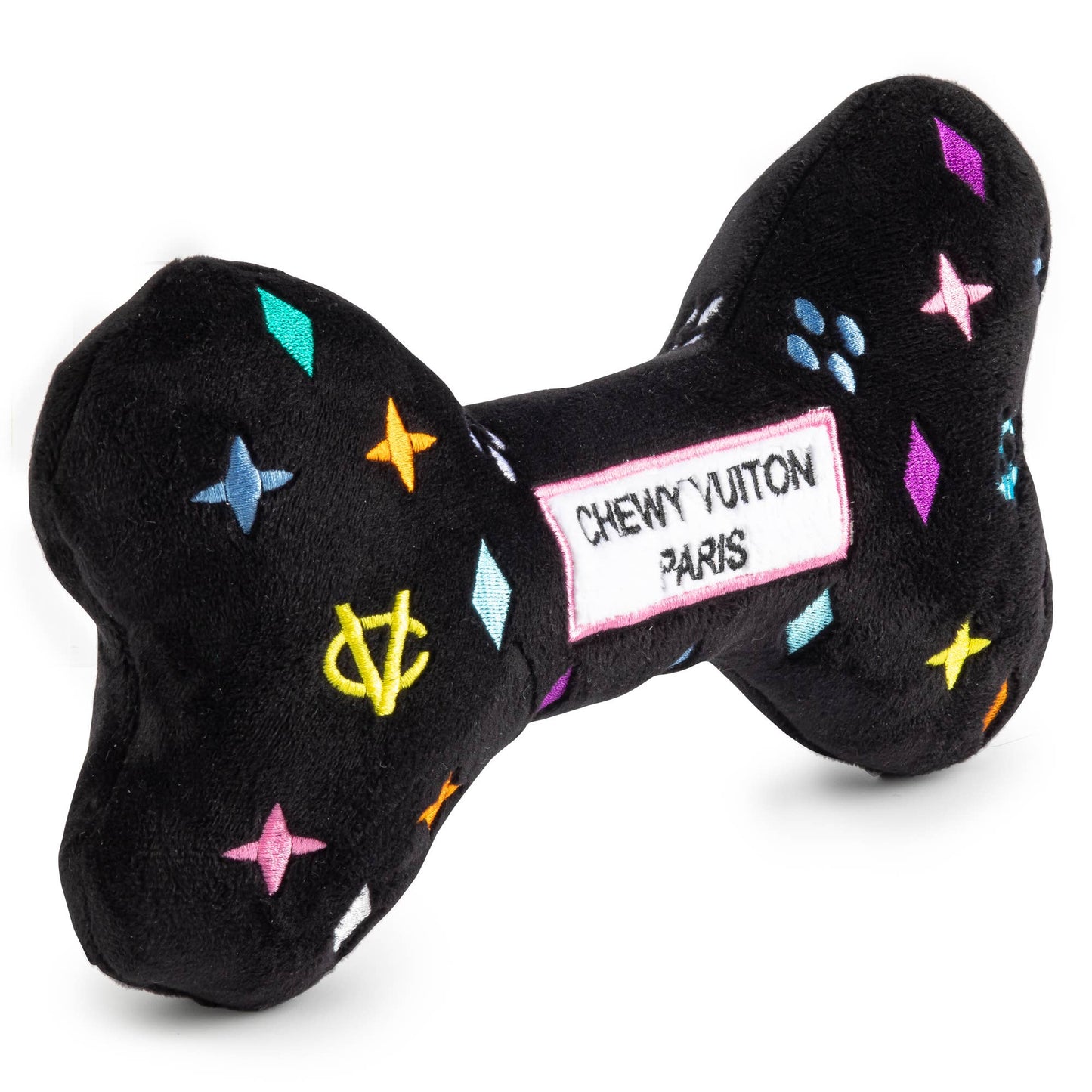 Black Monogram Chewy Vuiton Bone  | Squeaker Dog Toy