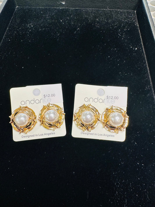 Gold Base with Pearl Earrings