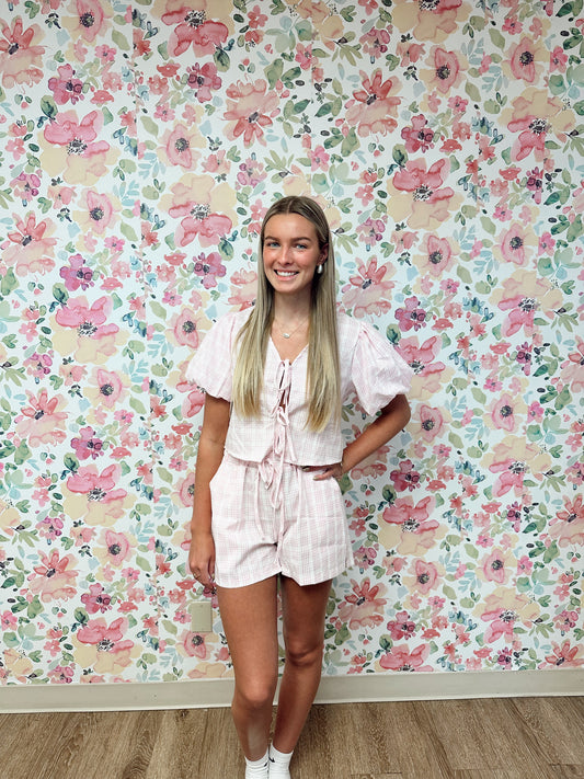 Mary Beth Set- Pink/White Gingham