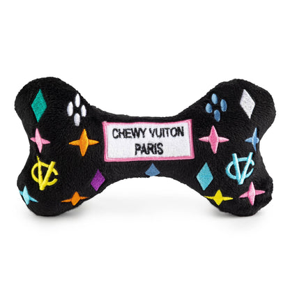 Black Monogram Chewy Vuiton Bone  | Squeaker Dog Toy