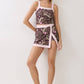 Brown & Pink Peacock Athletic Skort
