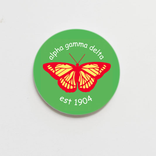 Alpha Gamma Delta Greek Butterfly Button - 1.50 inch