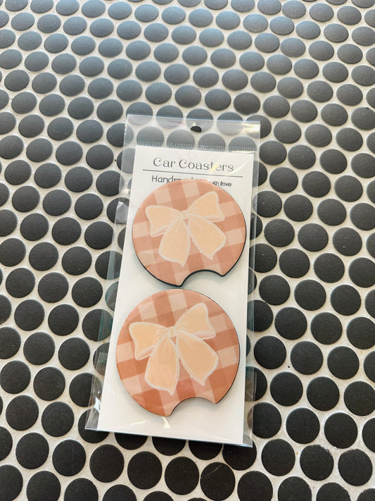 Brown Bow Car Coasters