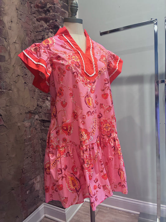Kyra Pink and Red Floral Dress