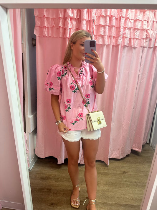 Mary Pink Floral Shirt