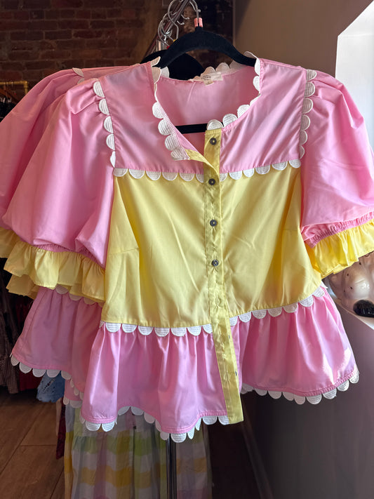 Pink and Yellow Blouse