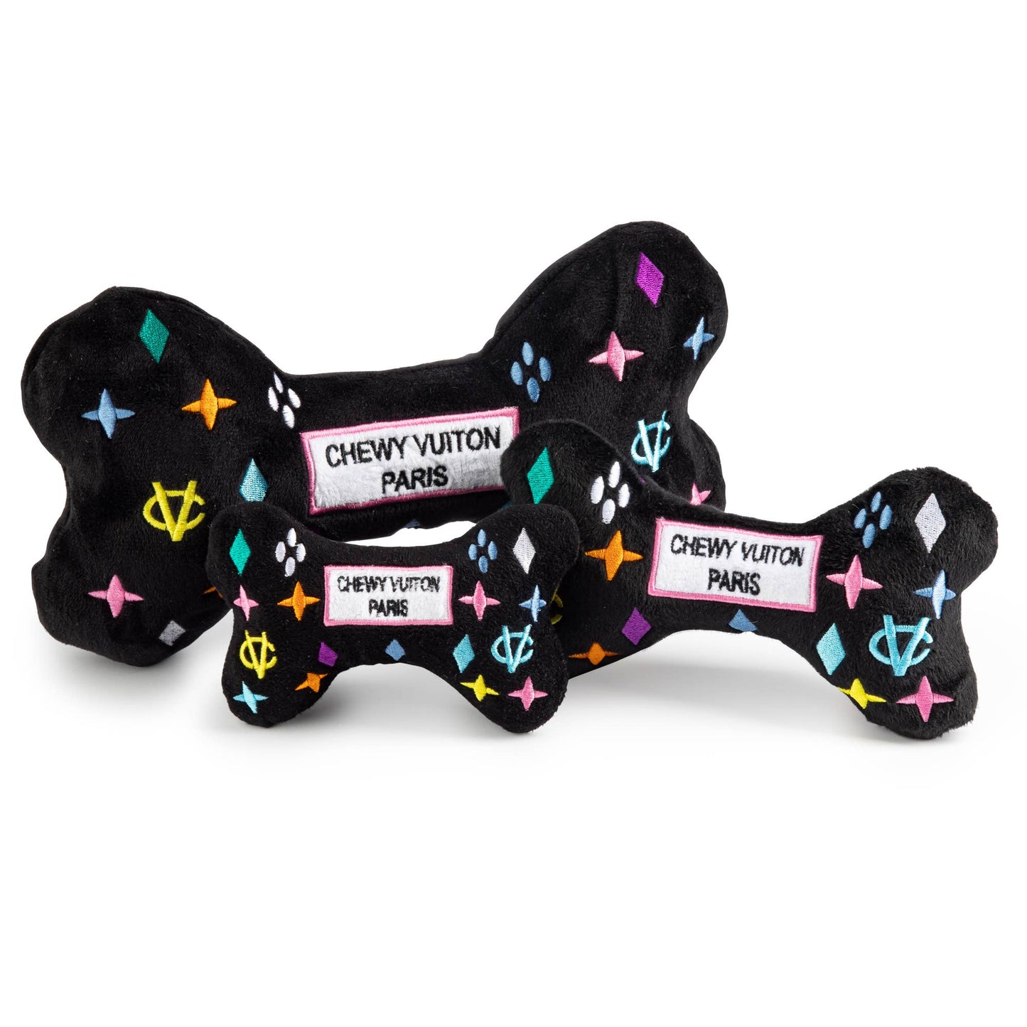 Black Monogram Chewy Vuiton Bone  | Squeaker Dog Toy