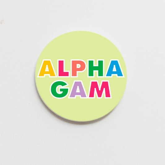 Alpha Gamma Delta Color Me Greek Button - 2.25 inch
