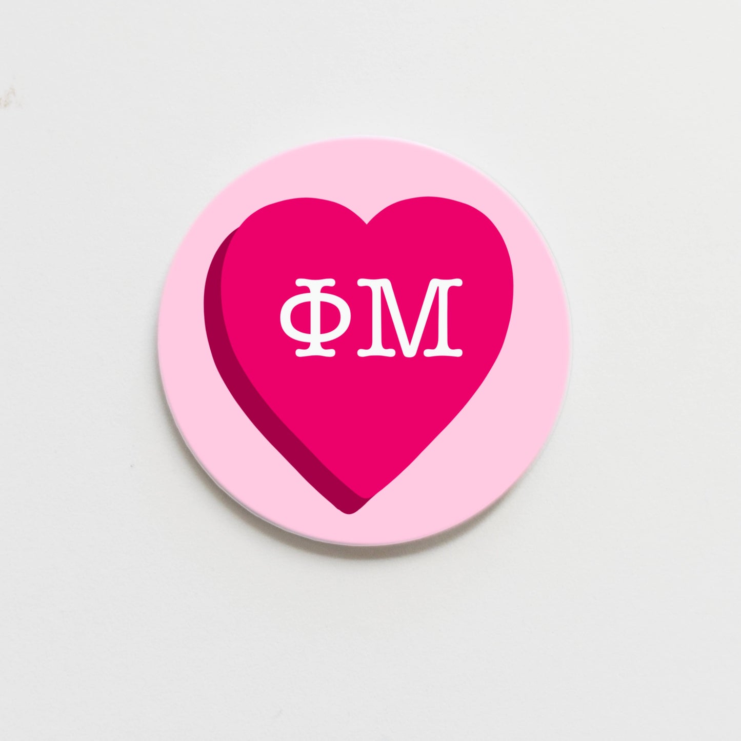 Phi Mu Greek Conversation Heart Button - 1.50 inch