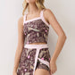 Brown & Pink Peacock Athletic Skort