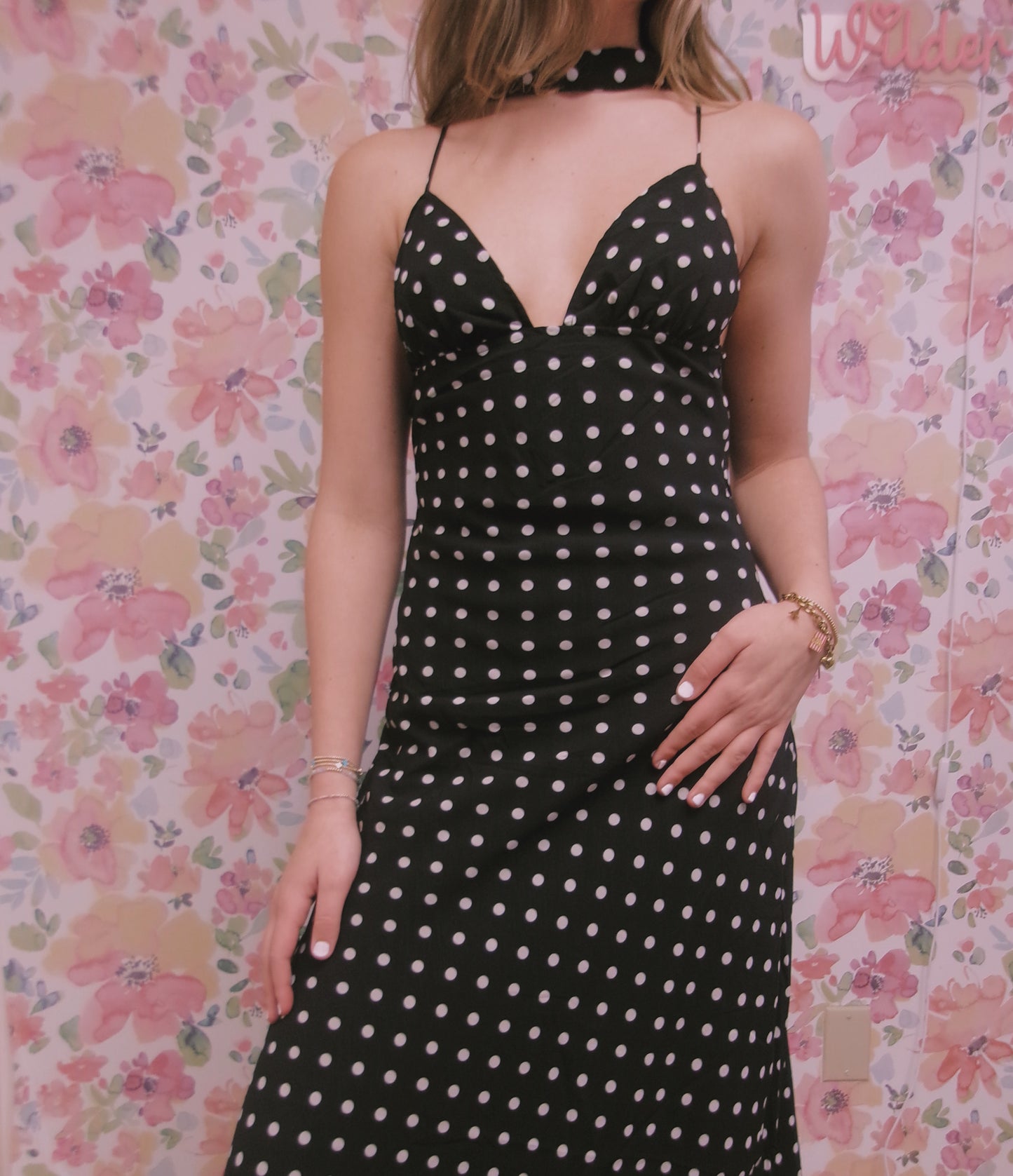 Sutton Black with White Polka Dots Dress