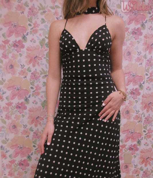 Sutton Black with White Polka Dots Dress