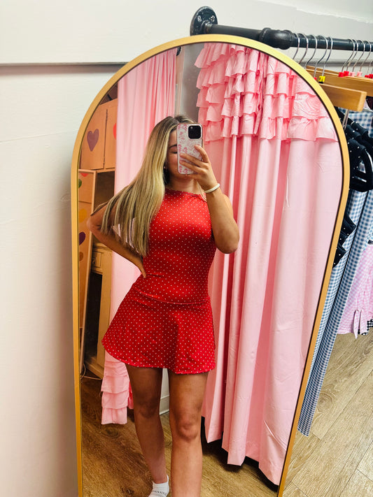Red Polka Dot Athletic Dress