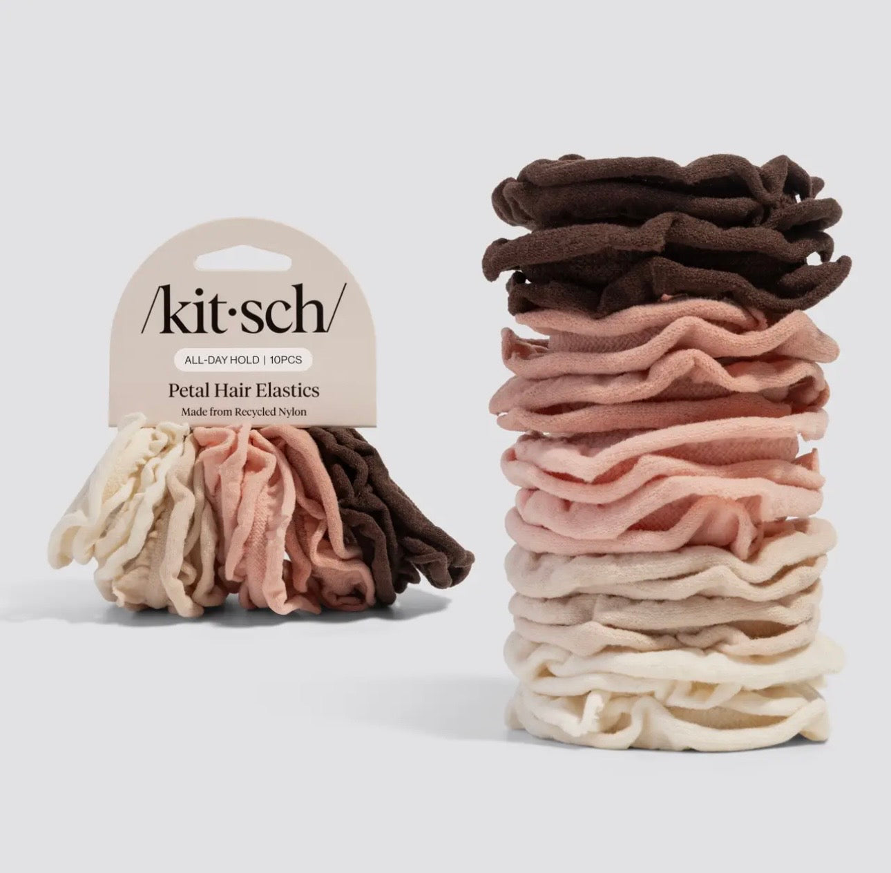 Recycled Fabric Petal Hair Elastics 10pc Set - Blush