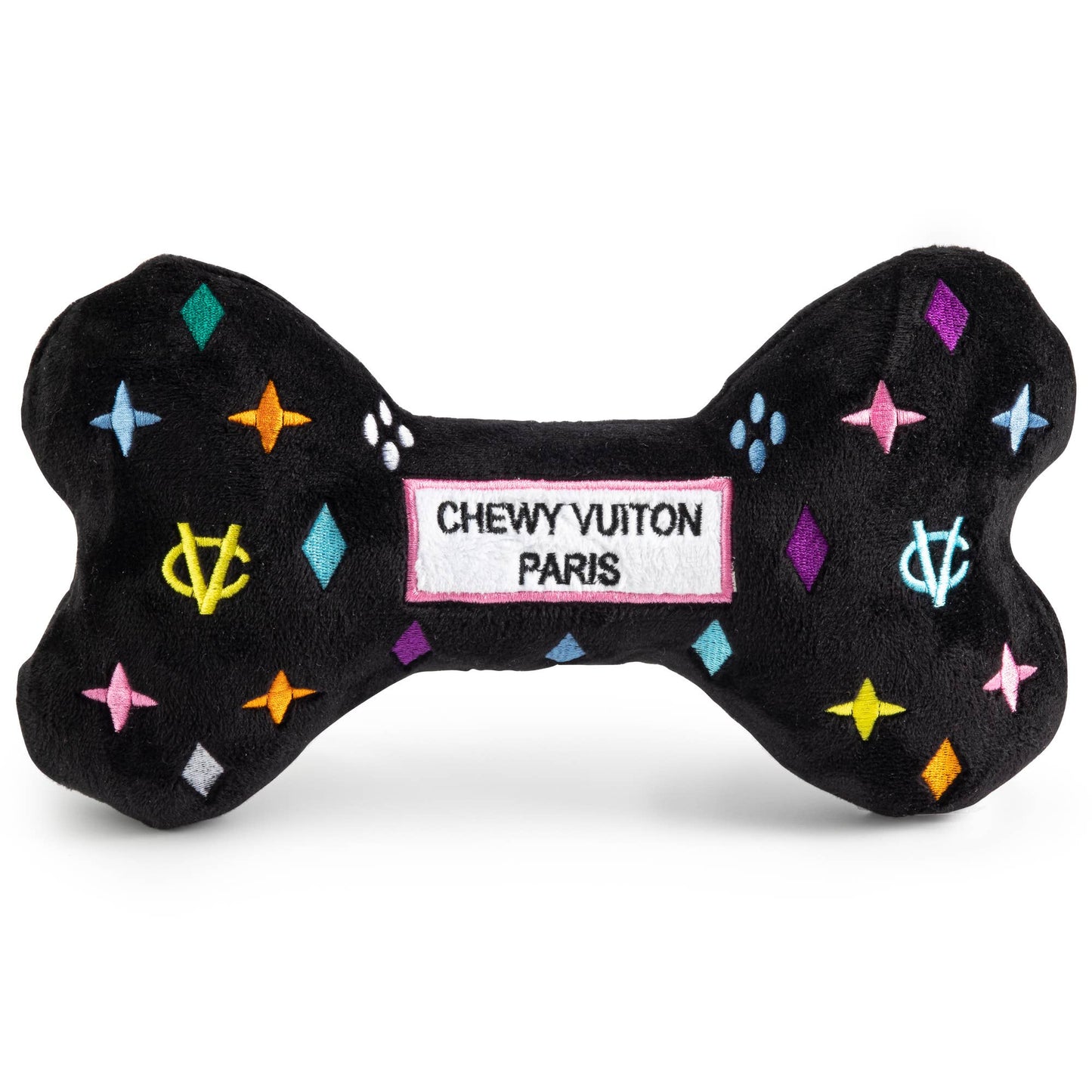 Black Monogram Chewy Vuiton Bone  | Squeaker Dog Toy