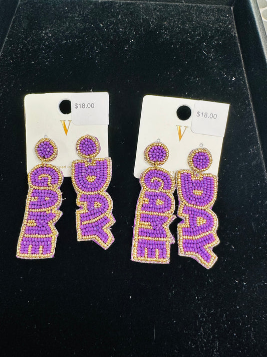 Purple and Gold Game Day Earrings