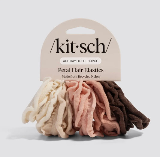 Recycled Fabric Petal Hair Elastics 10pc Set - Blush