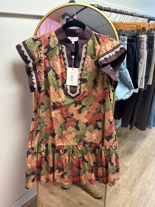 Autumn Leave Ruffle Dress