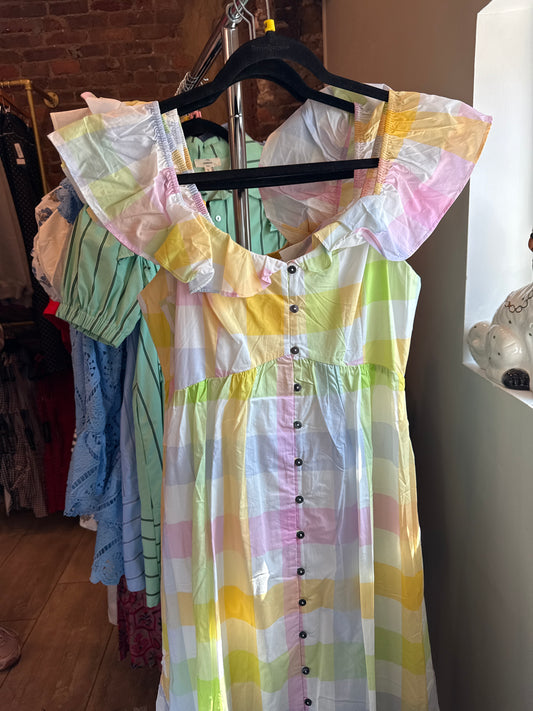 Anna Block Pastel Button Up Dress